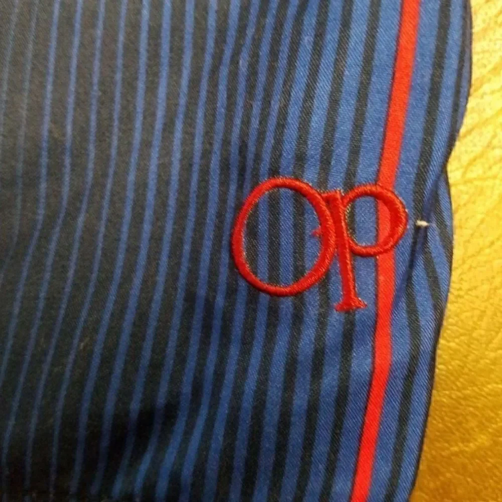 OP board swim trunks. Navy, red and white